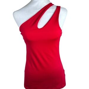 Susana Monaco Women's Medium Asymmetrical Cutout Sexy Tank Top Red Bodycon